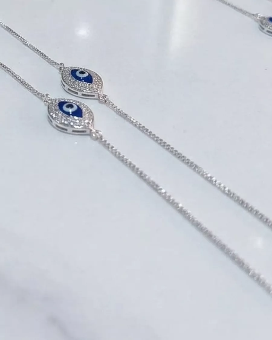 Pave Evil Eye Payal in silver