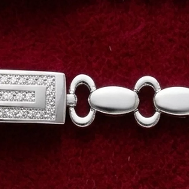 Oval Link Plaque Bracelet in silver
