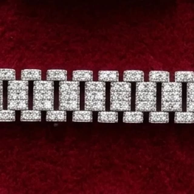 Pave Brick Link Bracelet in silver