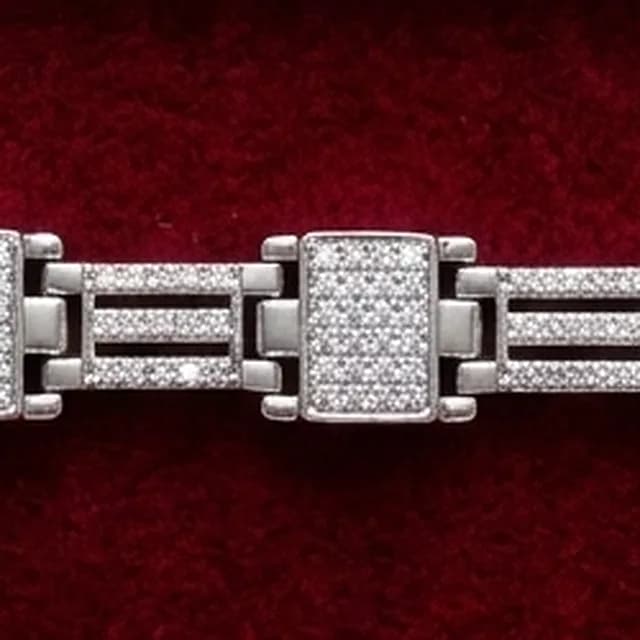 Pave Panel Link Bracelet in silver