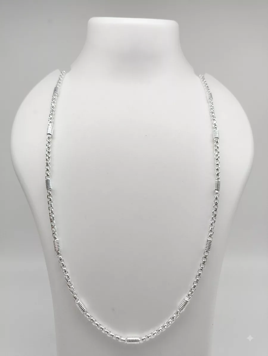 Barrel Bead Rolo Chain in silver