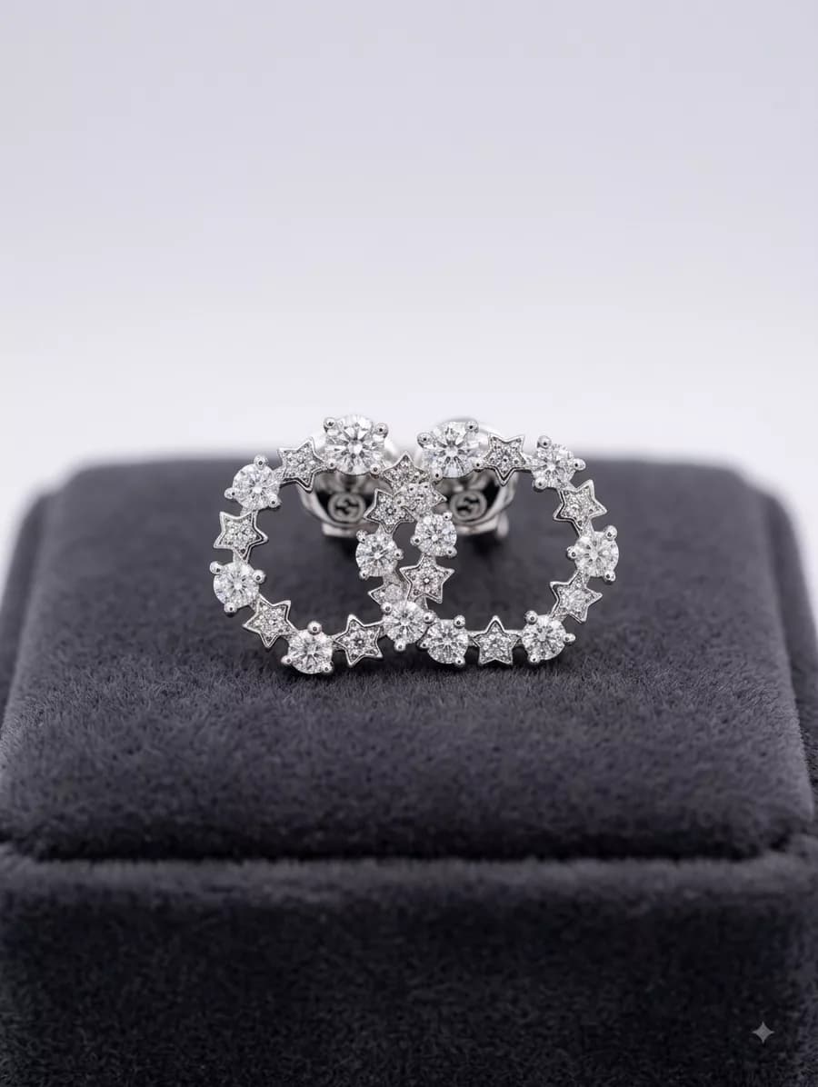 Star Circle Studs in silver