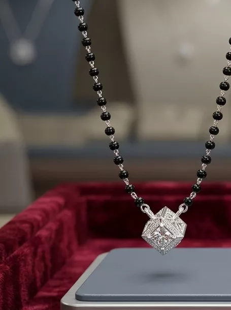 Cube Pendant Mangalsutra in silver