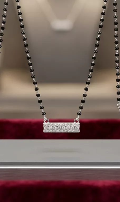 Pave Bar Mangalsutra in silver