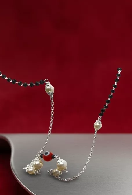 Pearl and Evil Eye Mangalsutra in silver