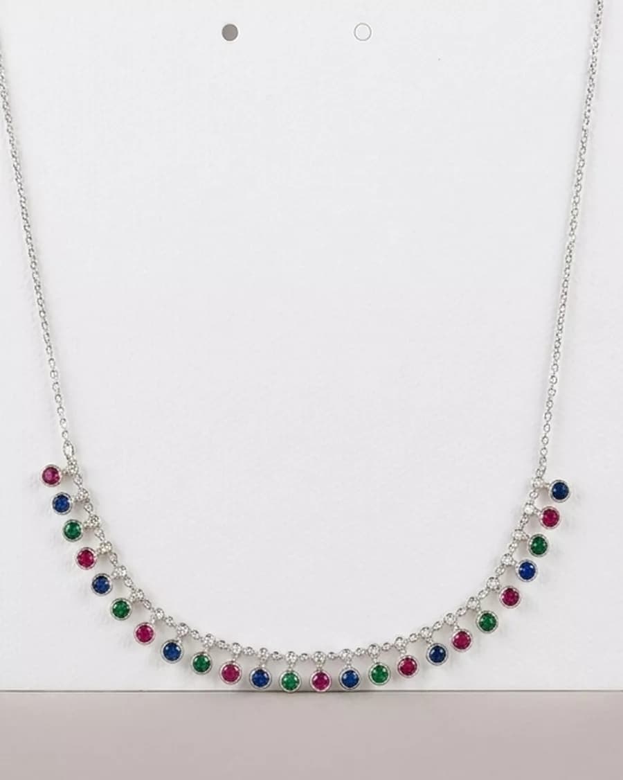 Multicolour Stone Necklace in silver