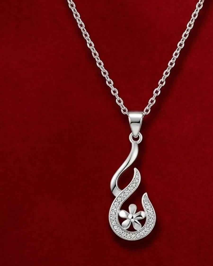 Flower Swirl Pendant in silver