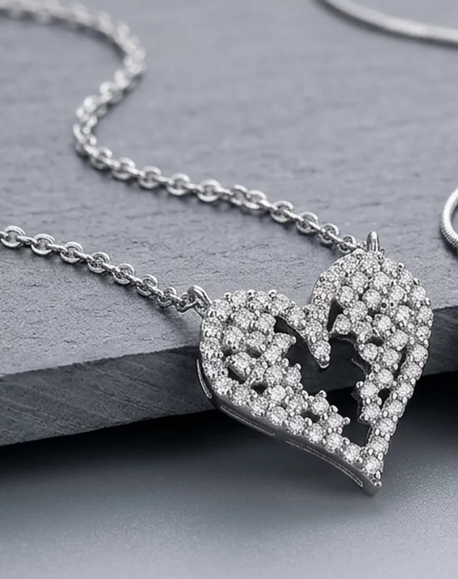 Pave Heart Pendant in silver