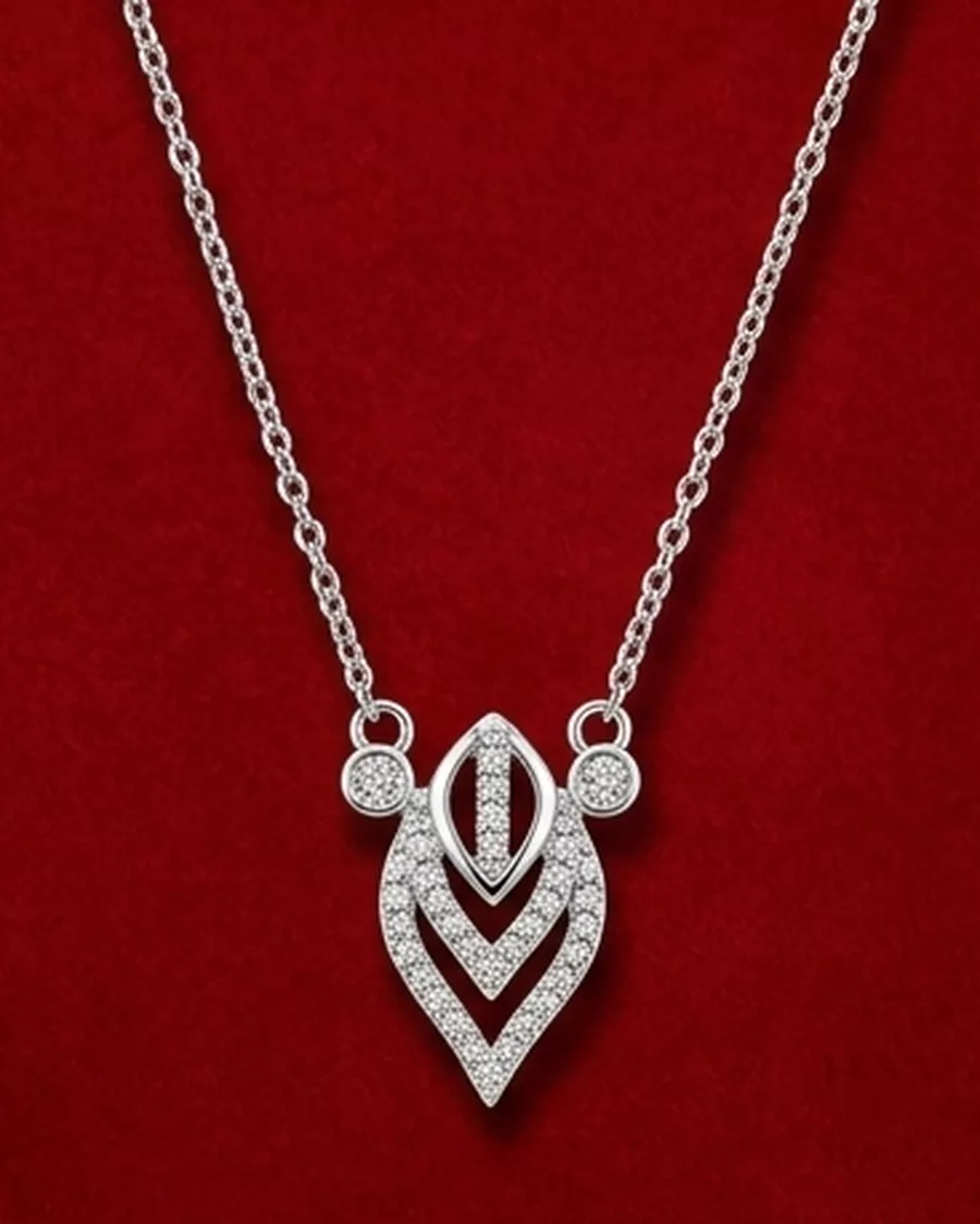 Pave Leaf Pendant in silver