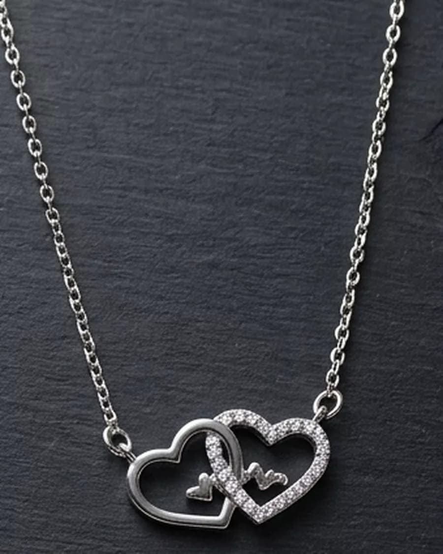 Twin Hearts Necklace in silver