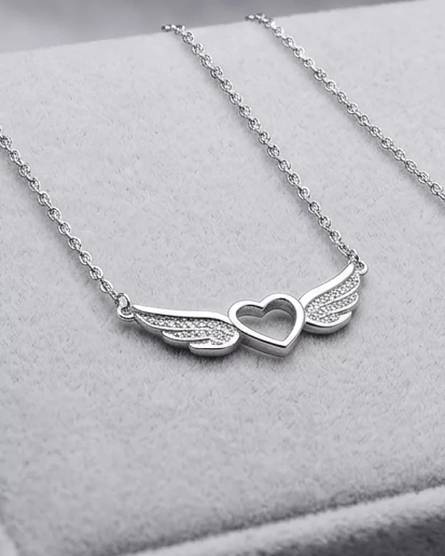 Winged Heart Necklace in silver