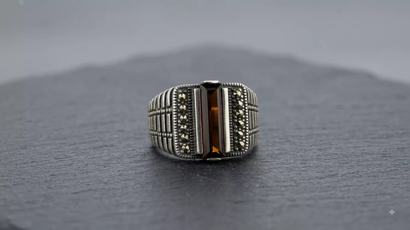 Art Deco Baguette Ring in silver