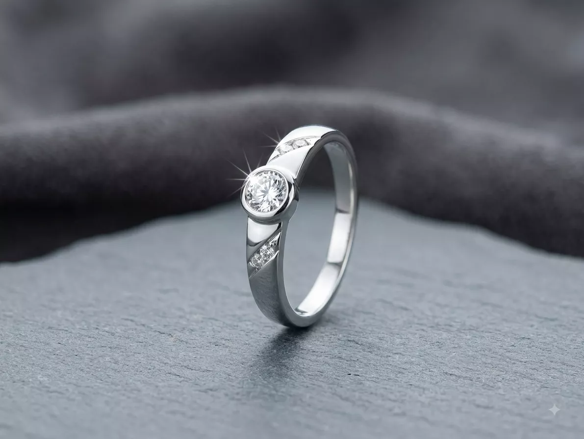 Bezel Solitaire Ring in silver