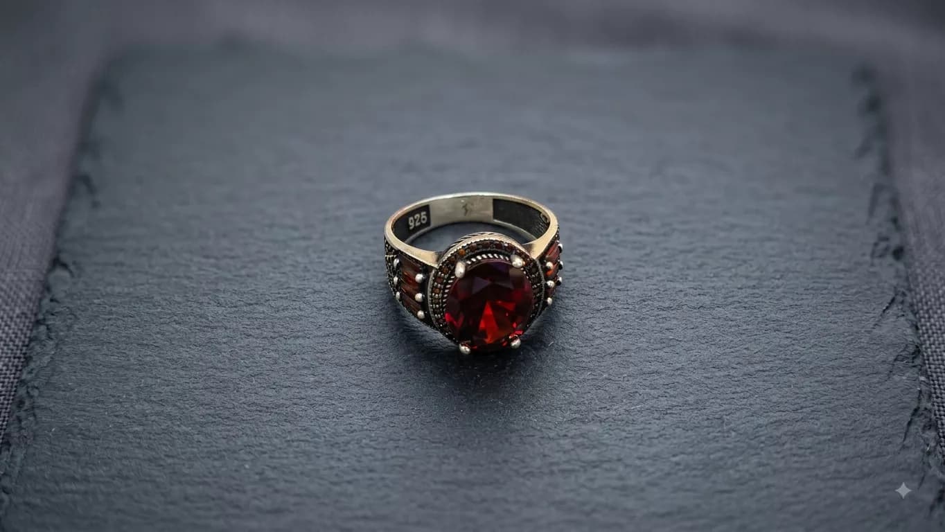 Crimson Halo Ring in silver