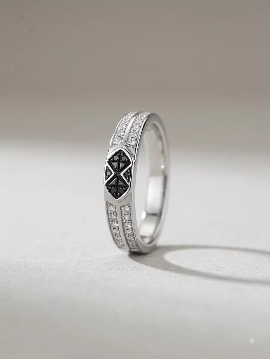 Noir Inlay Band Ring in silver