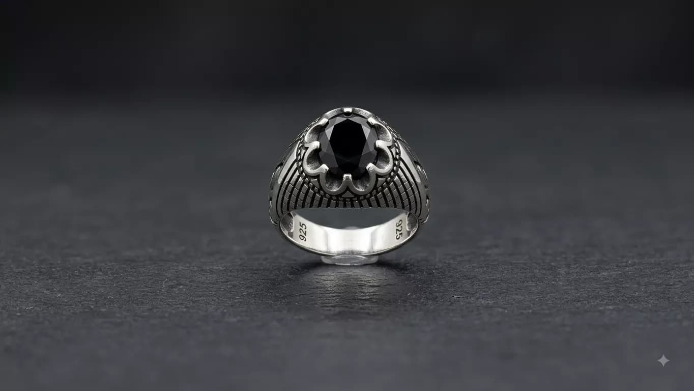 Noir Scalloped Signet in silver