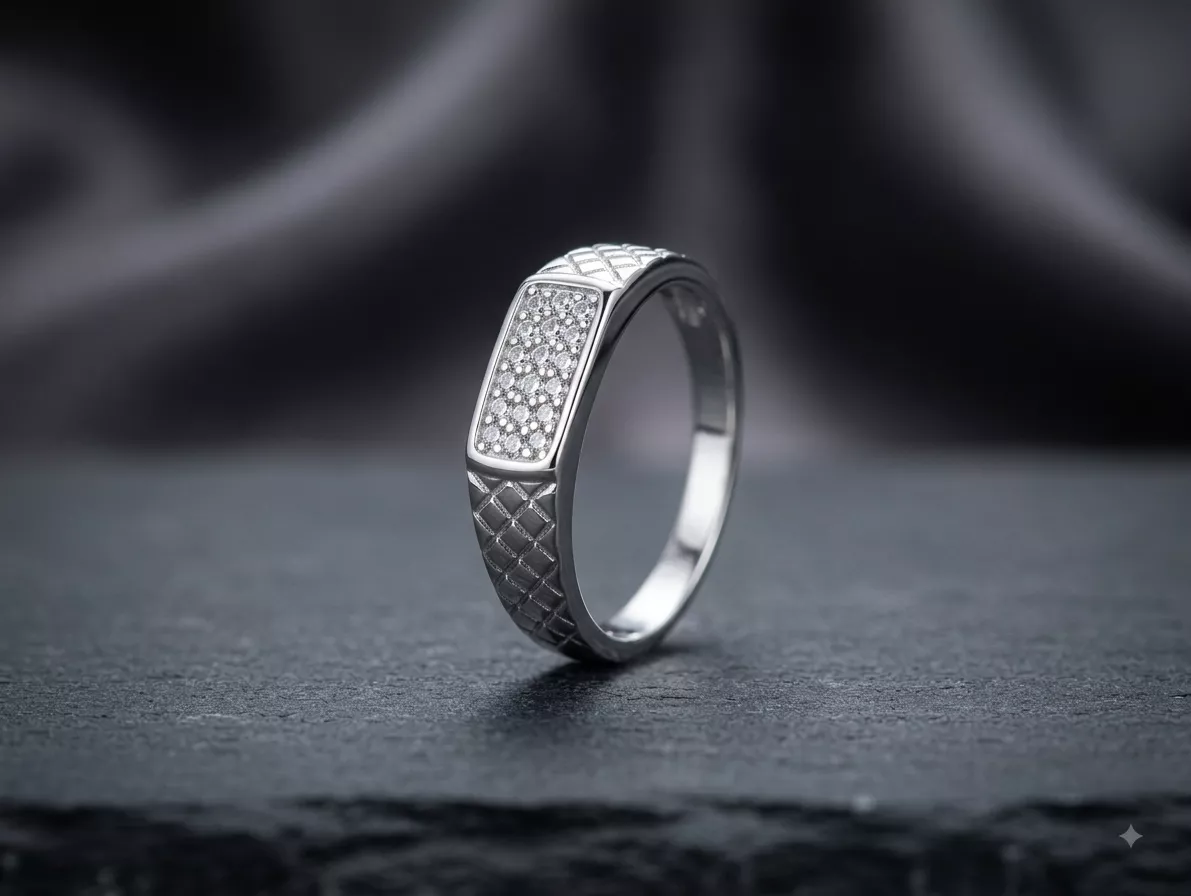 Pave Signet Ring in silver
