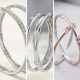 Silver Trio Pave Bangle Set