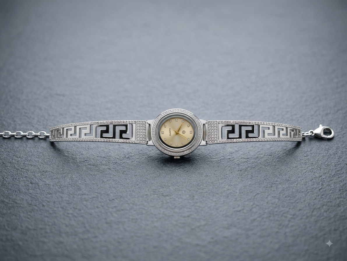 Silver Greek Key Bracelet Watch