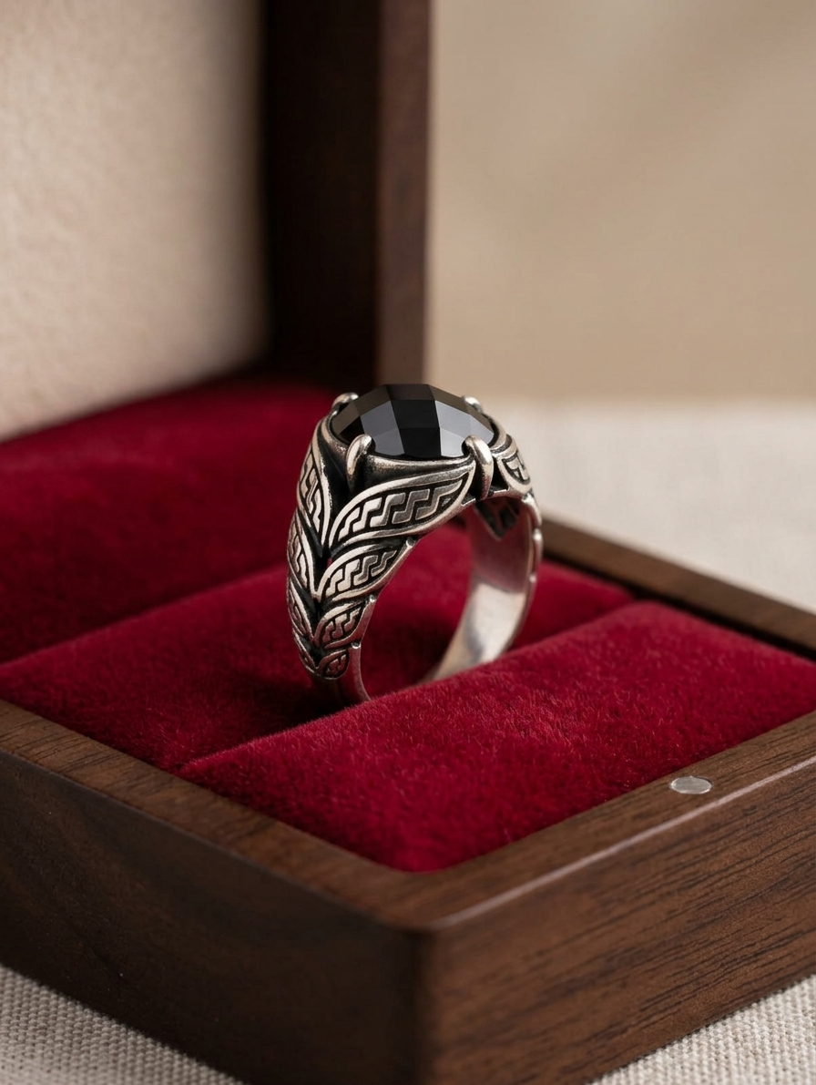Silver Wheat Engraved Ring