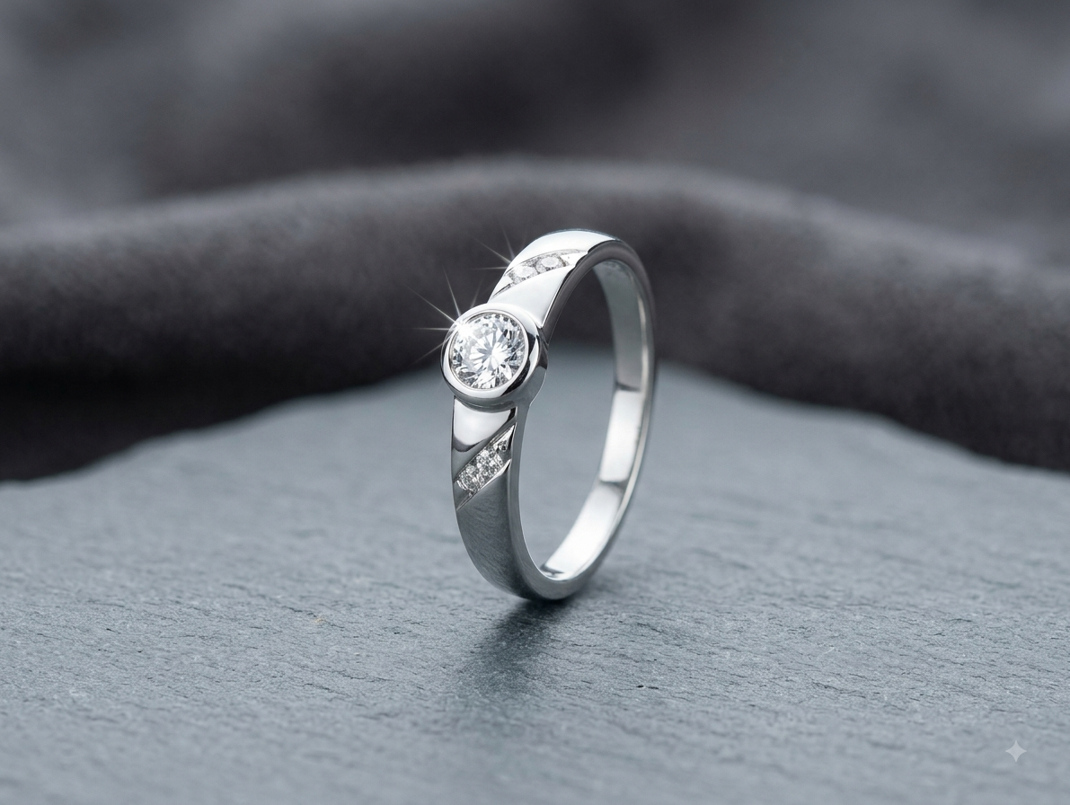 Silver Solitaire Milgrain Ring