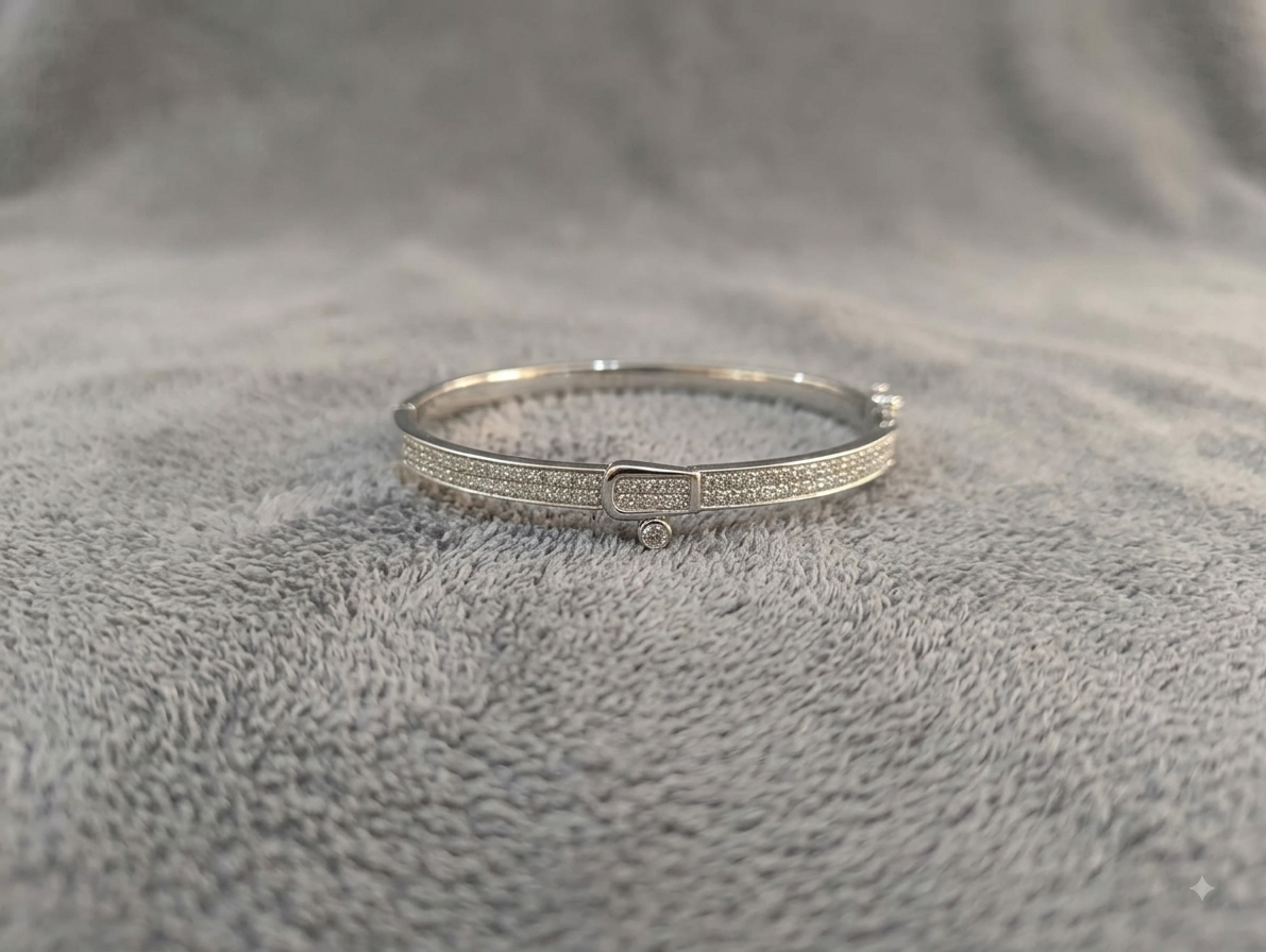 Silver Pave Slim Bangle