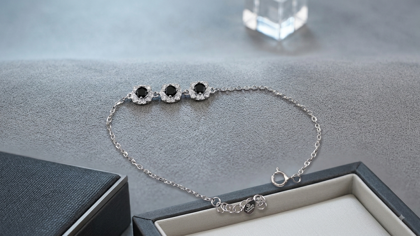 Silver Black Zircon Bracelet