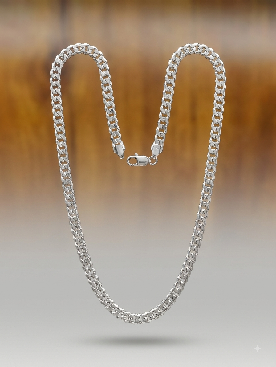 Silver Curb Link Chain