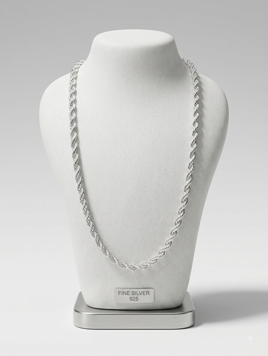 Silver Rope Chain Necklace