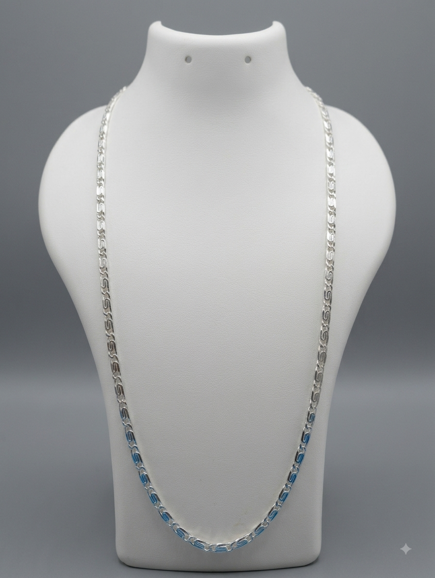 Silver Blue Stone Station Necklace