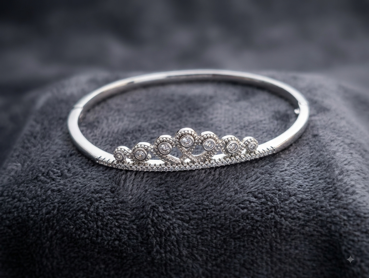 Silver Pave Cluster Bangle