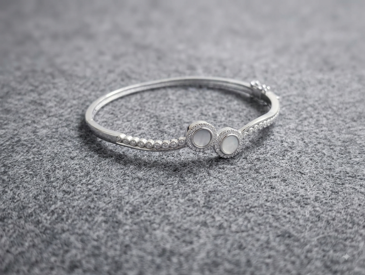 Silver Double Circle Bangle