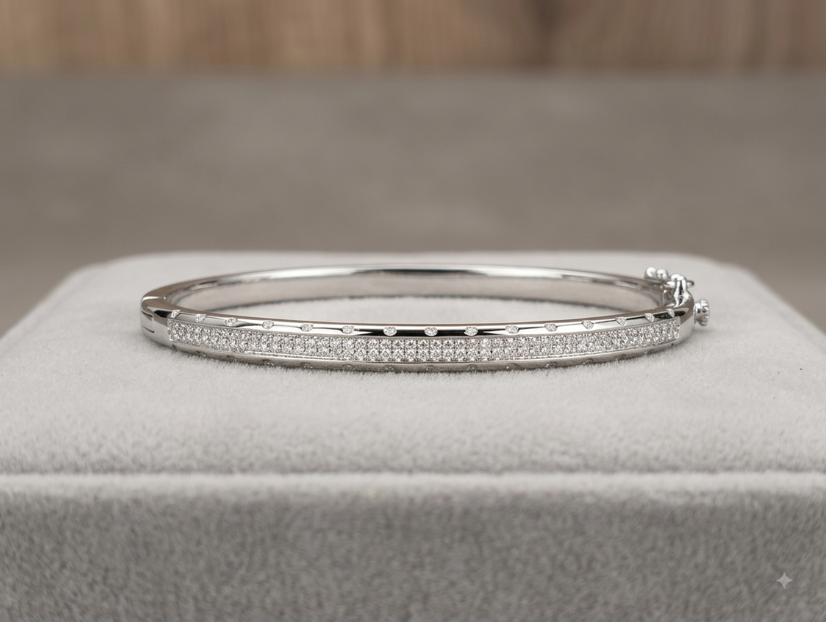 Silver Pave Line Bangle