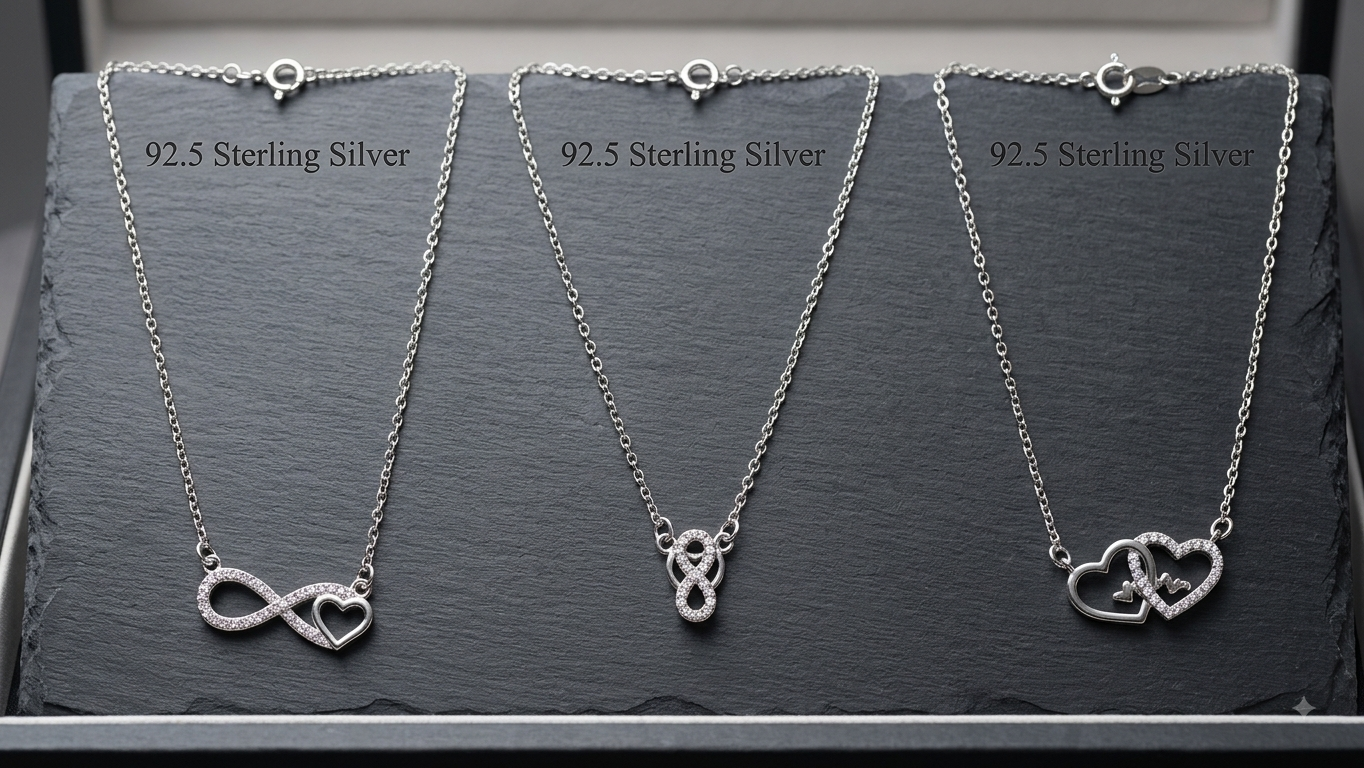Silver Infinity Heart Necklace Trio