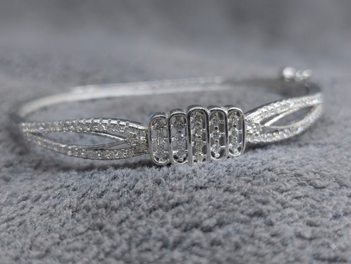 Silver Pave Barrel Bangle