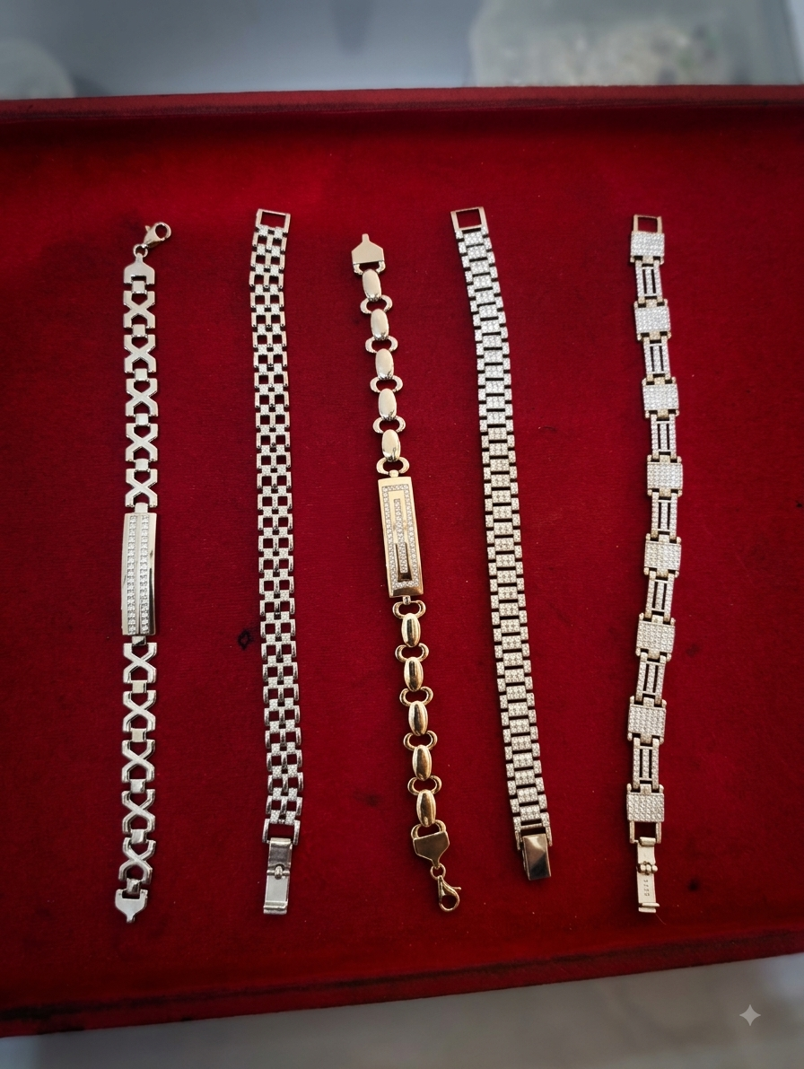 Silver Mens ID Bracelet Assorted Set