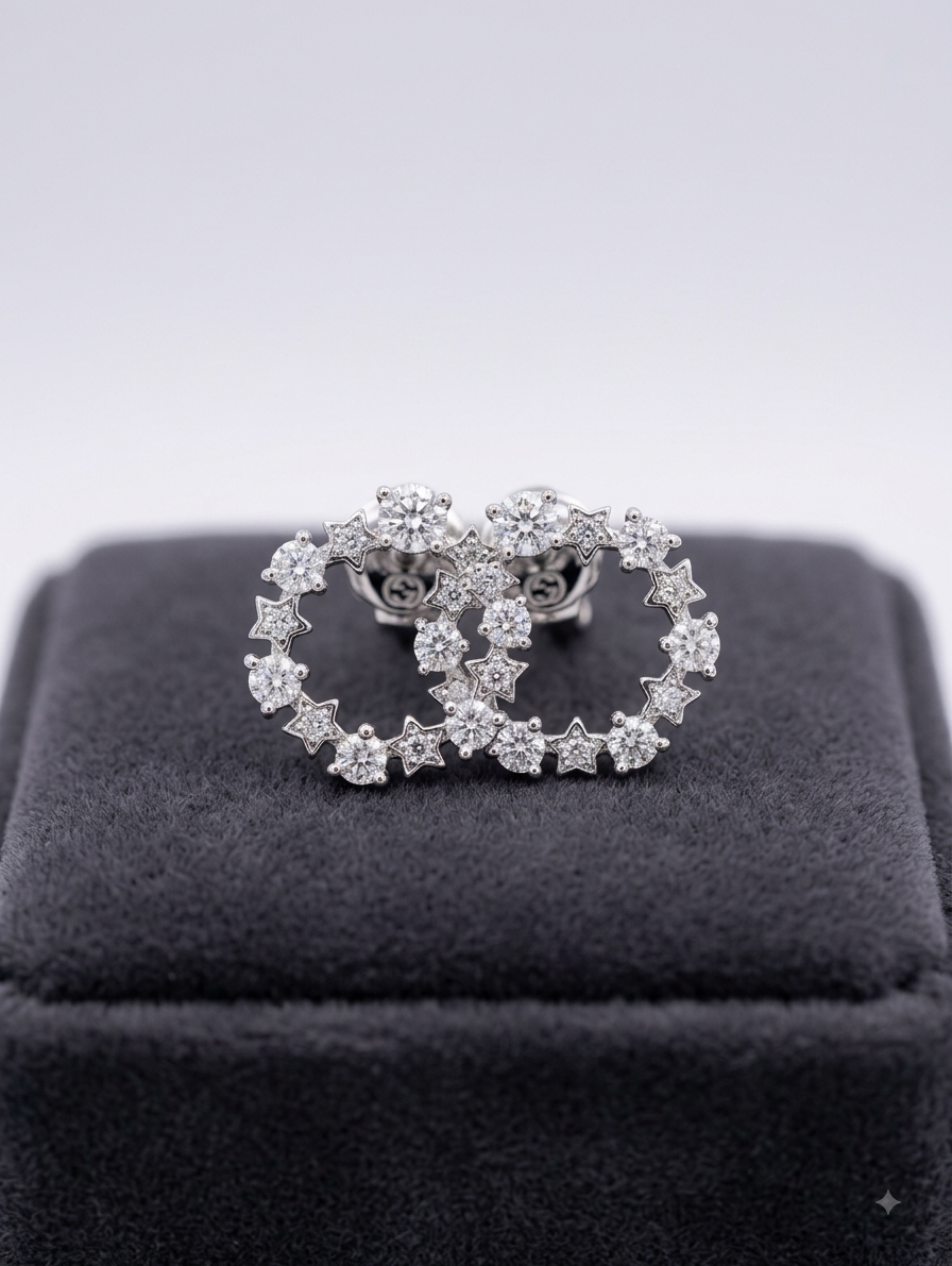 Silver Wavy Pave Band Ring (Couple Set)
